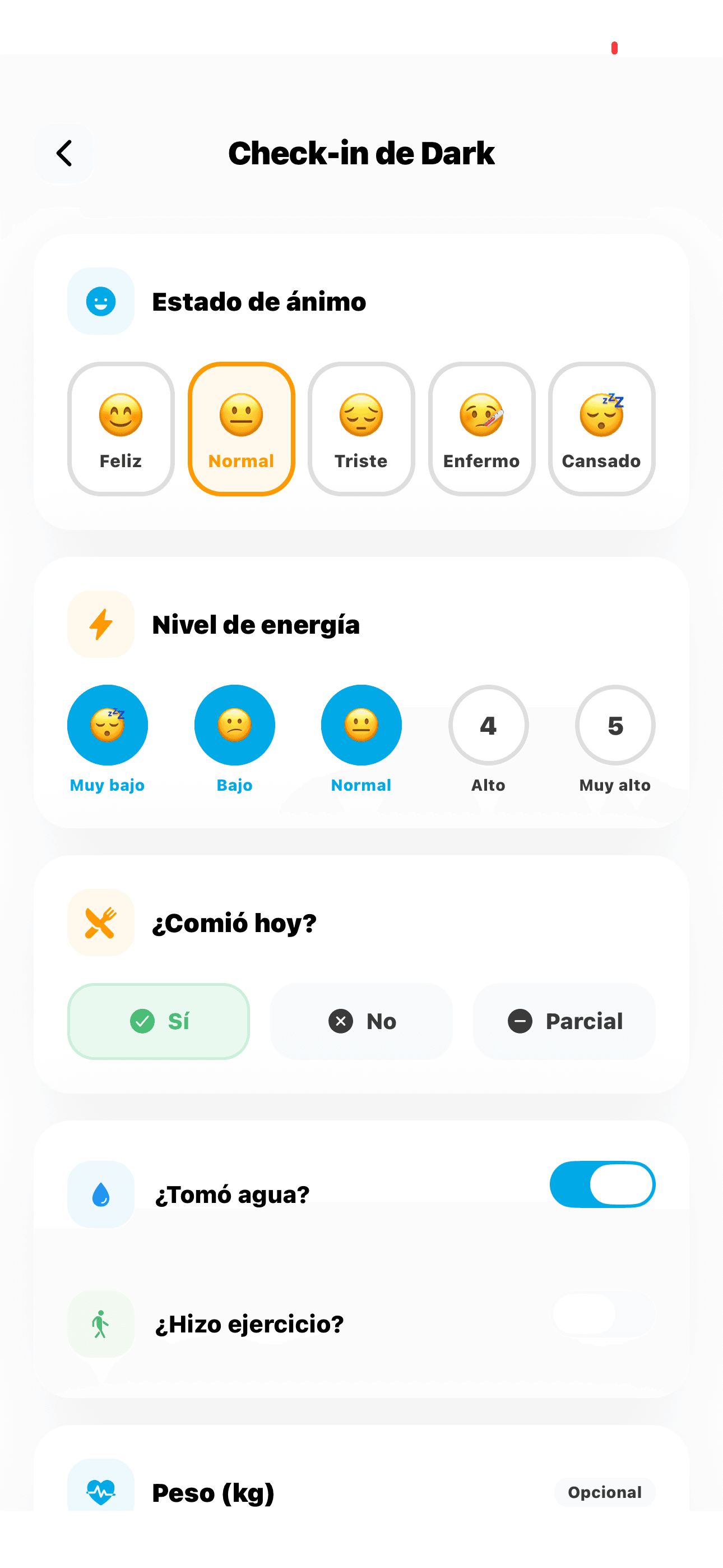 Check-in diario y Health Score
